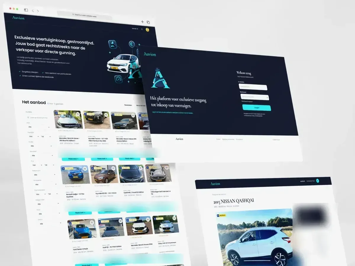 The Auvion dealer bidding platform, with bids blurred