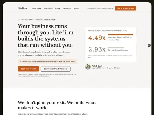 The Litefirm website on a tablet