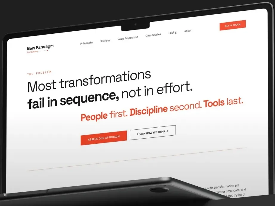 The New Paradigm Consulting homepage after the rebrand